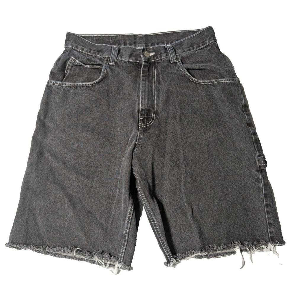 VTG PHAT FARM Men 36 (Actual 34) Charcoal Raw Hem‎ Denim Carpenter Shorts